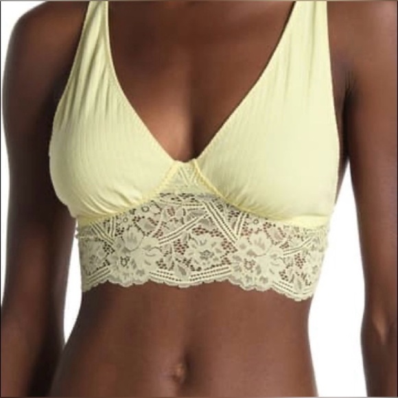 Free People Other - Free People Teegan Lace Trim Bralette Yellow Size Small NWT